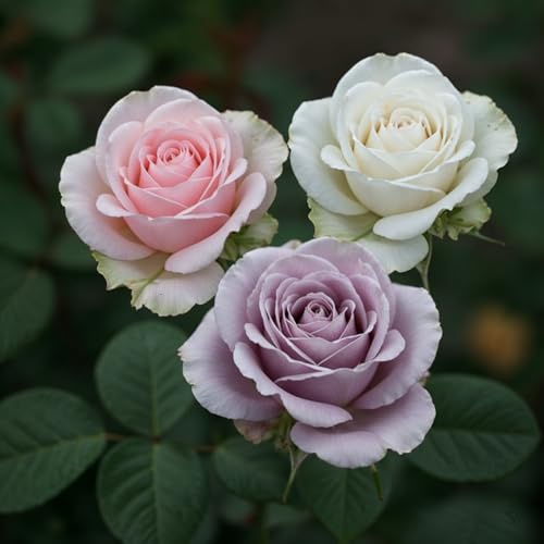 Colección de Rosas - Mezcla de 3 Plantas a Raíz Desnuda (blanca/rosa/violeta) - Resistente, Perenne, Calidad Neerlandesa para Jardín y Borduras