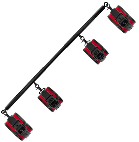 Spreader Bar Heavy Duty Stainless Steel Bar with 4 Adjustable Soft Furry PU Straps, Detachable for Sport Fitness Yoga Home