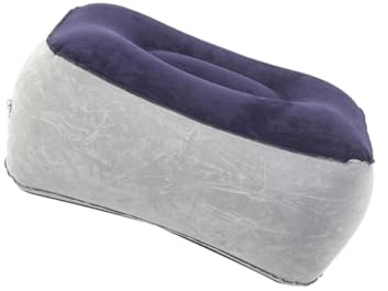 PartyKindom Inflable Reposapiés de PVC con Superficie para Viaje y Descanso Cojín Ergonómico para Piernas Soporte Portátil para Avión y Tren sin Herramienta de Inflado Gris Azul