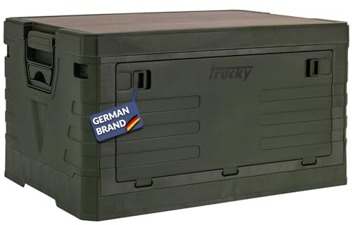 Trucky Storage Box, 45 L 53 x 36 x 29 cm, Camping, Klappbox, Klappkiste, Aufbewahrungsbox mit Deckel, faltbar, Aufbewahrung, Kiste, Grün