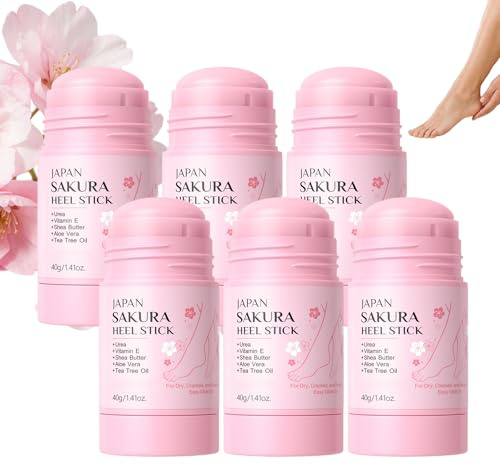 Japansk sakura hälreparationsstång, reparationsstång med sheasmör, fuktkräm på fotstänger, fuktkräm för torra, spruckna fötter (6 st)
