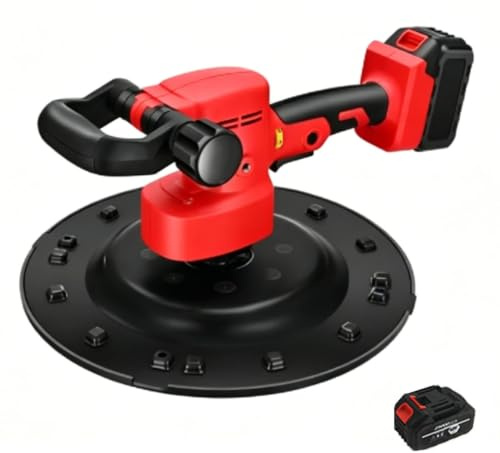 Lucidatrice Elettrica per Cemento da 1680W e Macchina per Levigatura Pareti – Frattone Regolabile a 6 Velocità con Elettropialletto per Malta di Cemento, Intonaco e Finitura Delle Pareti 1 Battery