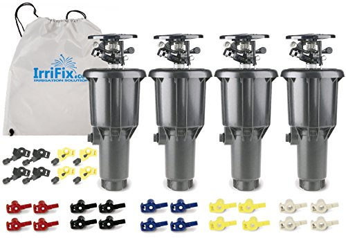 IrriFix Rain Bird Maxi-Paw 2045 A Impact Rotor Sprinkler – 4 Stück in a Sack Inklusive 7 Verschiedene Düsen für Jede Kopf