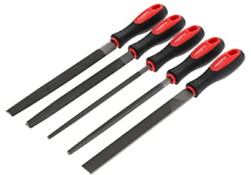GEDORE red Feilensatz, 5-teilig, Spezialstahl, Inkl. Kunststofftasche, 2-Komponenten-Griff, Rot/Schwarz