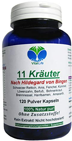 LEBER KOMPLEX 120 Kapseln TOP 11 Kräuter BITTERSTOFFE nach Hildegard von Bingen mit Anis Fenchel Brennessel Löwenzahn Rettich Amaranth - NATUR PUR [OHNE ZUSATZSTOFFE] 26321