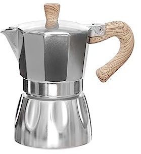 KASANOVA Caffettiera 3 tazze con manico effetto legno grigio Tè e caffè