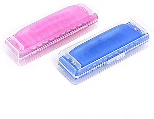 Jzhen 10 Fori Armonica a Bocca per Bambini,2 pezzi Armonica a Bocca(Blu e Rosa)