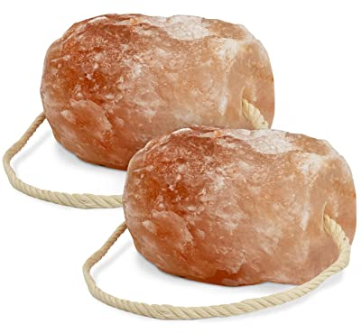 Hochwertiger Salzleckstein “Bergkristall” 2 x Leckstein mit Kordel, insgesamt ca. 6 kg, für Pferde, Schafe, Rinder, Wild, Viehsalz - Mineralleckstein - Premium Leckstein