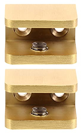 Cabilock 2 Stücke Glasklemme Glashalter Glasbodenträger Gelände Flach Glas Clip Klemmbefestigung für Glas Acryl Golden