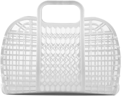 Sacs en plastique Jelly BABANA - Panier Cadeau Réutilisable | Sac de plage, de mariée, panier de Pâques - (Blanc)