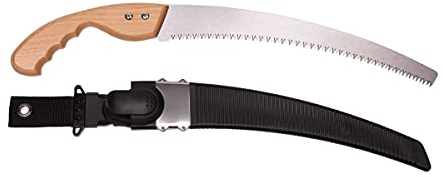 TerCasa® Sega da Giardino con Manico in Legno con Lama Curva Fissa, Inclusa Lama in plastica, Lunghezza Lama 33 cm, Lama in Acciaio Inox, per lavori di ramificazione e Cura degli Alberi