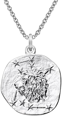 trendor Sternzeichen Löwe Ø 20 mm und Halskette 925 Silber 51610-08 | Tierkreiszeichen Anhänger für Damen oder Herren, zauberhafte Sternzeichenkette