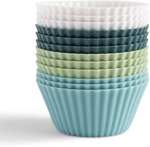 AKSXU Moule Muffins Silicone, 12 Réutilisables Moule Silicone Patisserie/Moule Gateau Silicone Sans BPA, moule à cake silicone/Moule Silicone pour Muffins, Cupcakes, a cake et Petits Gâteaux