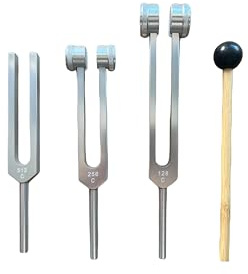 Feqsky Klangtherapie-Stimmgabeln (128 Hz, 256 Hz, 512 Hz) für Heilung, Reparatur von Nervensystem, Musikinstrument und Stressabbau-Tests, Gesundheitswesen