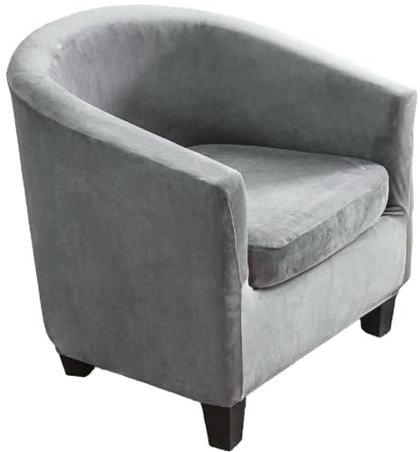 ZRCYXDW Sesselschoner 2 Stück, Velvet Sesselüberwurf Mit Sitzkissenschutz Stretch Weich Club Chair Schonbezug Waschbar Mit Elastisch Stretch Husse Für Wohnzimmer Bar Hotel-grau A-2 Stück