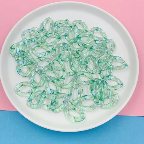 TAMUNI 23/30 mm 50 Stück Uv-Farbe transparente Acryl-Verbindungsringe Acryl-Verbindungsanschlüsse Kunststoff-Kettenglieder für die Schmuckherstellung Riemenherstellung