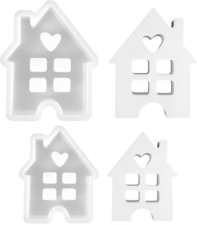2 Stück Silikonformen Gießformen Häuser Kerzenformen zum Gießen, Silikonform Haus, Silikonform Häuser, Gießform Häuser, Gießformen Silikon Haus, Gießform Haus Kerzenform Seifenform Epoxidharz Formen