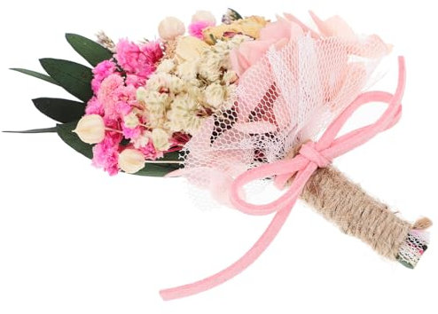 TOPPERFUN Hortensie Mini Trockenblumenstrauß Corsage Hochzeitsaccessoires Bräutigam Braut Blumen Vintage Brosche Mini Getrocknet Bankett Hochzeitsbedarf Kleiner Strauß