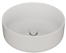 LEMONBATH - Lavabo Sobre Encimera Redondo Blanco Brillo - Medidas 35 x 35 x 12 cm - Lavabo de Cerámica para Colocar Sobre Encimera de Muebles Baño - Lavamanos para Grifo Alto