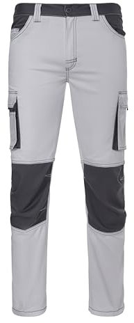 VELILLA Stretch Bicolor Pantalon Utilitaire de Travail Unisexe pour Adulte, Blanc/Gris, 40