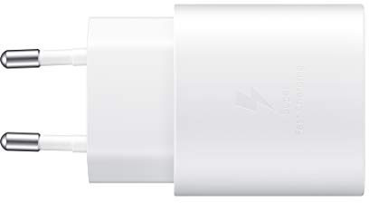 Samsung Chargeur USB C, Adaptateur Secteur 25W Ultra Rapide, Adaptateur USB C vers USB, Chargeur samsung Charge Rapide, Samsung Chargeur Original, sans câble, Blanc