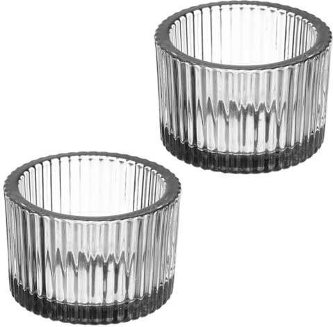 PATIKIL Lot de 2 Porte-Bougies Chauffe-Plat, Porte-Bougies en Verre pour Bougies Chauffe-Plat, Décoration de Table pour Mariage, Dîner, Fête, Noir