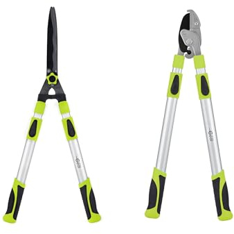 Garden Gear Telescopic Anvil Lopper & Hedge Shears Duo Pack Tool Set Razor-Sharp Blades, Heavy-Duty Cutting, Precision Trimming, Durable Carbon Steel Construction