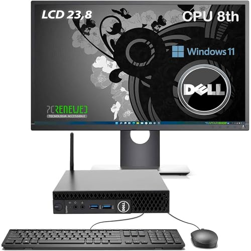 PC Fisso Ricondizionato con Monitor 23/27 Full HD, Intel Core i5 8th Gen, RAM 8 GB, SSD, WiFi, Windows 11 Pro + Office 2021, Desktop Completo con Tastiera e Mouse(Postazione 24)