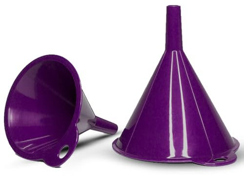 Crisp 2 Piece Funnel Set - Plastic, Durable Kitchenware, Dishwasher Safe - Made in The USA - Purple