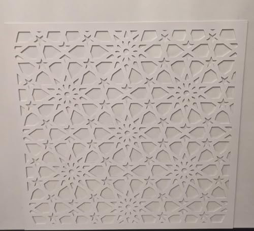 Panel decorativo de malla de madera, partición de pared, rejilla para cubierta de radiador, recortes, muebles de cocina, corte láser en MDF de 3 mm de grosor (tamaño 1200 mm x 620 mm), patrón marroquí