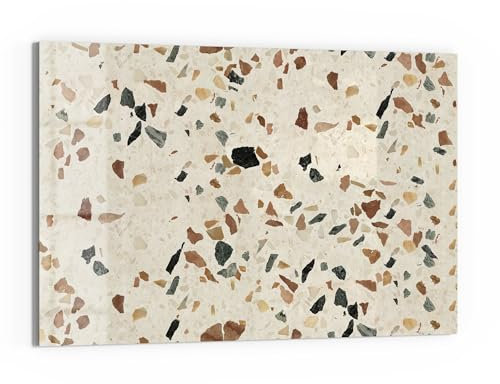 DEQORI Glas-Magnettafel | 60x40 cm cm groß | Motiv Bunter Terrazzo-Stil | Memo-Board aus Glas | Magnetboard inkl. Magnete, Stift & Tuch für Küche & Büro | Tafel magnetisch & beschreibbar