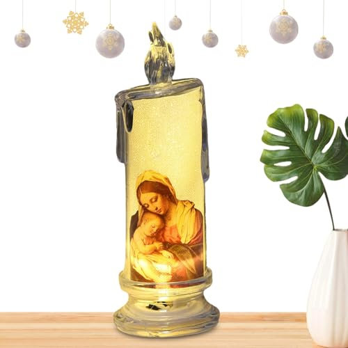 Candela da preghiera senza fiamma, Candela da preghiera devozionale a LED senza fiamma - Candela decorativa religiosa dei santi di Gesù | Candela da preghiera devozionale, candele religiose a LED, can