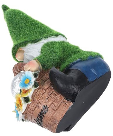 BESPORTBLE Statue De Nain De Jardin À Énergie Solaire Figurine Décorative En Résine Lumière Led Pour La Décoration De La Cour