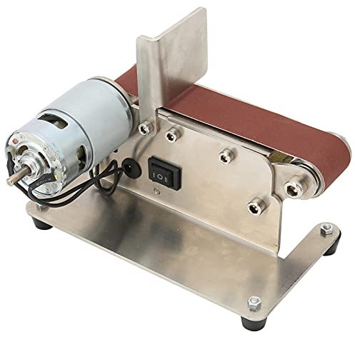 Mini Lijadora de Banda Lijadora de Banda, Mini Máquina de Banda Amoladora Eléctrica Transportador de Banda en Miniatura Máquina Pulidora Multifuncional para (Enchufe europeo 895