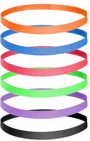 6 Pcs Sports Headbands Kids, Elastic Running Thin Hairbands, Candy Color Non Slip Football Headbands, Mini Silicone Grip Sweat Bands for Boys Girls Women for Yoga Fitness