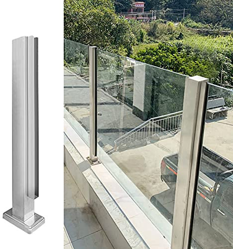 Poteau de balustrade en verre en acier inoxydable pour patio, terrasse, piscine, système de garde-corps intérieur et extérieur avec clôture de sécurité, colonne, gris, 90 cm