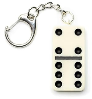 Miniblings Domino sten nyckelring spelsten Dominos vit – handgjorda modesmycken | Nyckelring Nyckelring, flerfärgad, 30mm