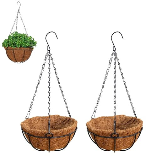 DUOHERESHUI Panier de Fleurs à Suspendre en Métal et Fibre de Coco, pour Culture de Plantes d'Intérieur et d'Extérieur, 8 inch