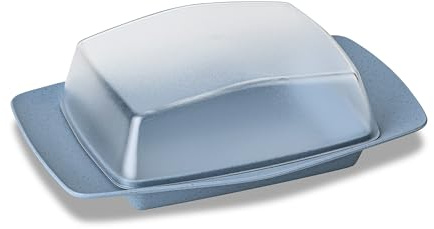 Koziol Rio - Mantequera para 250 g de mantequilla con tapa, para almacenar y servir, plástico biocircular, irrompible, apto para lavavajillas, mesa de cocina, color azul