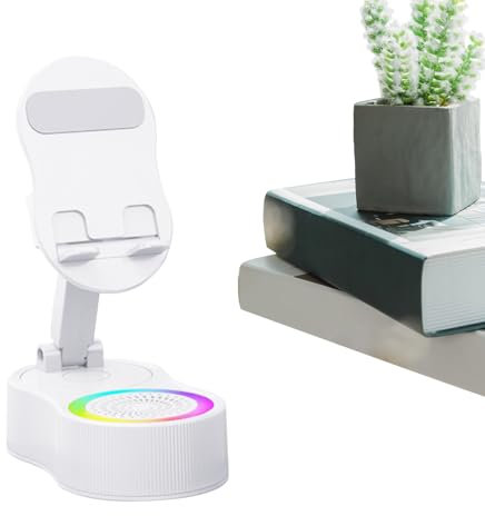 Soporte para Teléfono Móvil con Altavoz - Soporte De Audio Inalámbrico con Luz,Base De Sonido para Tablets para Escuchar Música Ver Videos Transmisiones En Directo