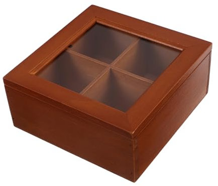 SAFIGLE Boîte à Thé Vintage Bois avec Couvercle Verre Organisateur à Compartiments pour Thé Vrac et Bijoux Rangement Décoratif pour Comptoir