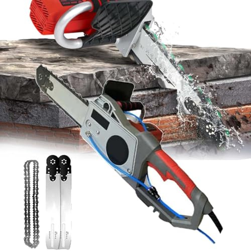 Tronçonneuse À Béton Électrique Diamantée Robuste, Scie À Béton Portative Sans Balais, Double Chaîne/Double Guide-Chaîne, Poignée Anti-Vibration, Adaptée À La Coupe Du Béton, Des Barres,350
