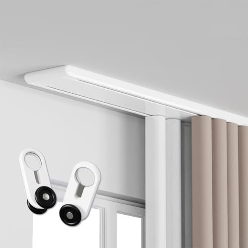 Binario per tende a doppia fila, Silenzioso Resistente Binario per tende da controsoffitto per tende, per soggiorno, camera da letto, ospedale divisori per stanze, Facile da installare(White,1m(3.3ft)