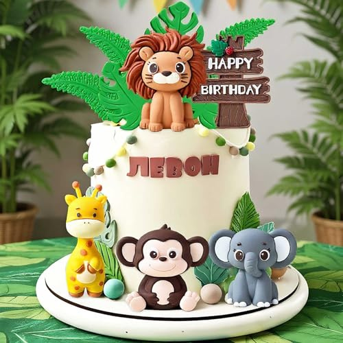 Jungle Animals Cake Decoration Wild One Safari Cake Decoration | Giraffe Lion Cake Jungle Birthday Baby Shower Party Supplies