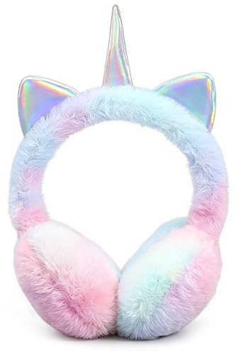 YRPACFB Unicorn Earmuffs for Kids, Kids Unicorn Ear Muffs, Cute Winter Warm Ear Warmer Plush Ear Covers for Indoor and Outdoor