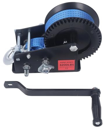 Manual Winch, 3200lbs Small Hand Winch Alloy Steel Strong Traction 2 Way Ratchet Anti Slip Handle Trailer Winch For Industry
