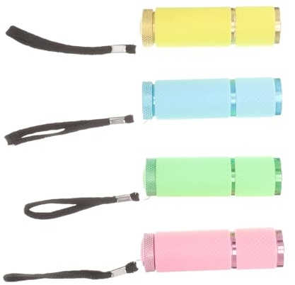 Alipis Lot de 4 Lampes de Poche Portatives Multifonctions Revêtement Caoutchouc Petite Lampe de Poche Légère et Colorée sans Piles pour Camping et Activités Extérieures