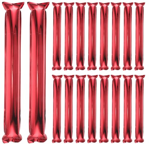 Beavorty 32 Pcs Inflatable Cheering Sticks Red Aluminum Film Noisemakers for Sports Events Basketball Football Game Day Fan Support Accessories