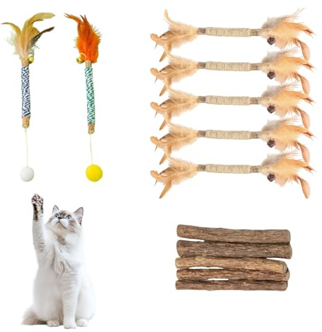 Zhixan 12-pack kattmyntpinnar för tandvård, kattleksak med naturlig silvervin, kattpinnar för rengöring mot tandsten och dålig lukt, kattaktivitet