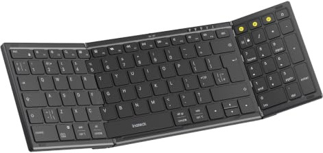 Inateck Foldable Wireless Keyboard with Numeric Keypad, AI Features | Portable Design for iPad/iPhone/Android/Windows/Tablets, with Stand (Graphite)